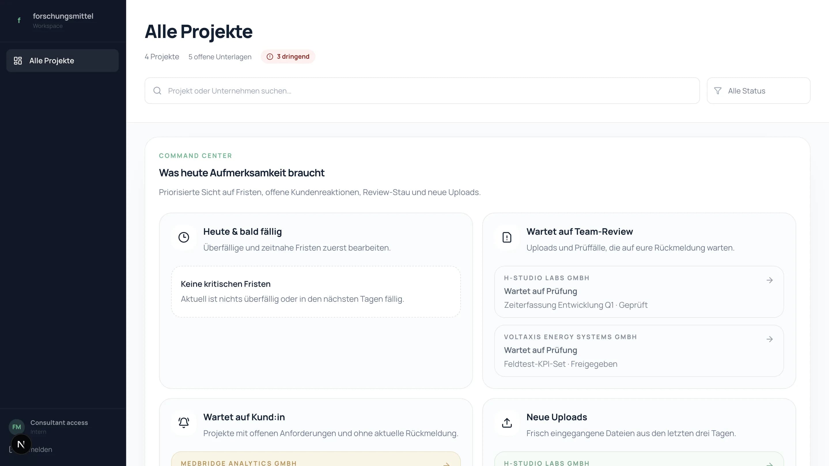 Операционный центр платформы Forschungsmittel