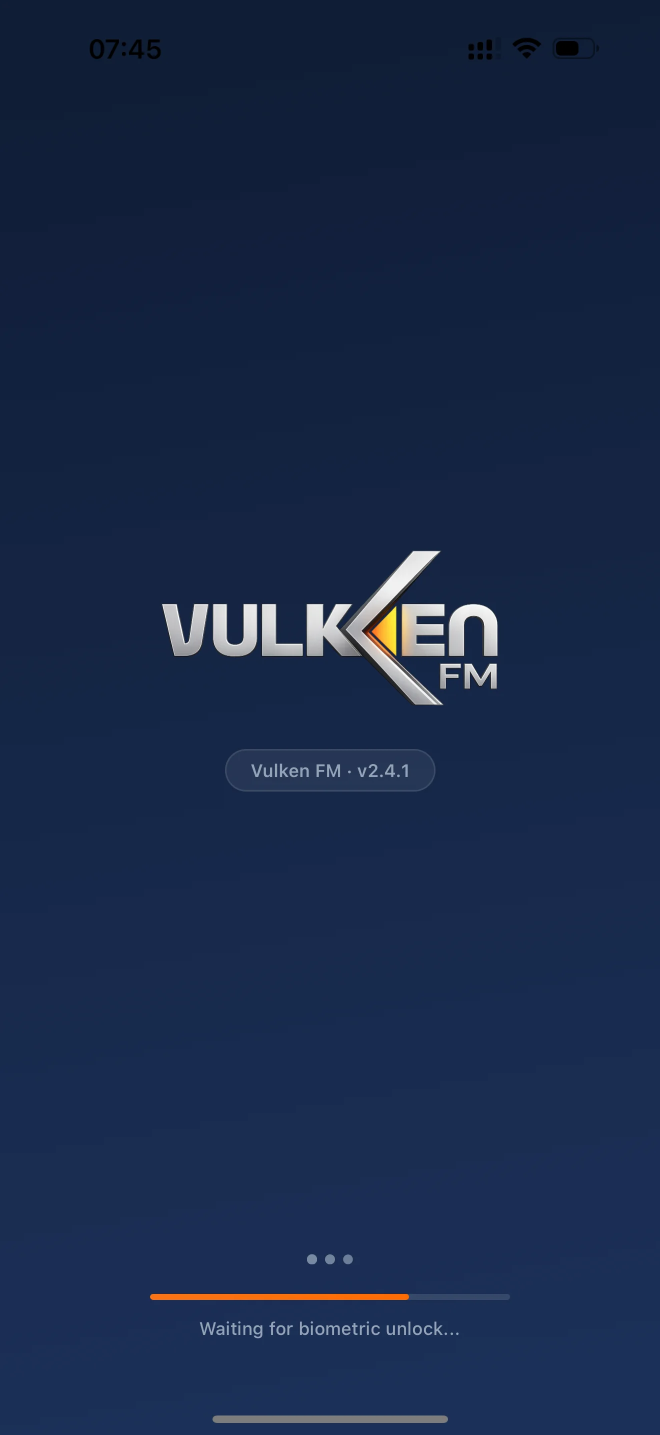 Vulken FM — splash screen